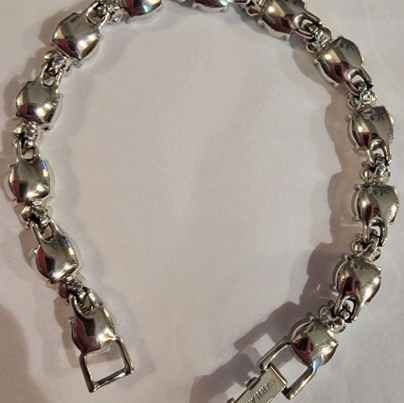 Vintage Signed Trifari Shield Link Bracelet Silver-Tone Rhodium 1950's-1960's? - Picture 5 of 8